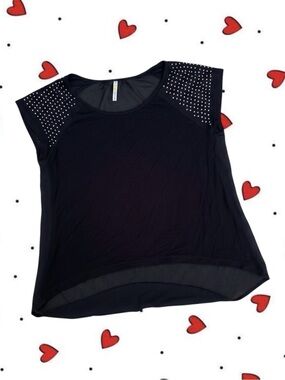 Ocasion Black Bedazzled Shoulder Cap Sleeve Top Small